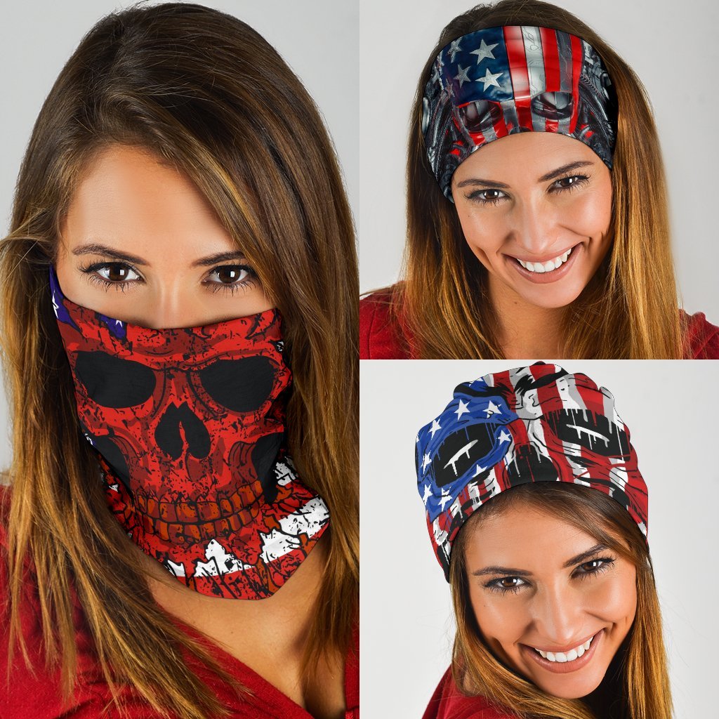 Patriotic Skull Neck Gaiter | Face Shield