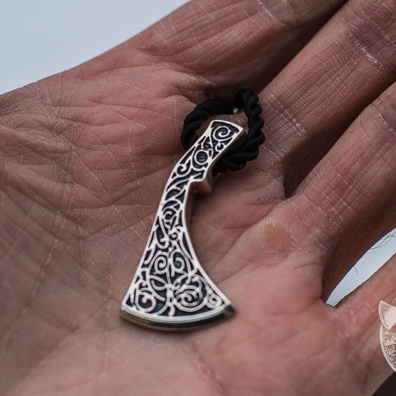 Perun's Axe and Floral Ornament 925 Sterling Silver Pendant - VikingsBrand