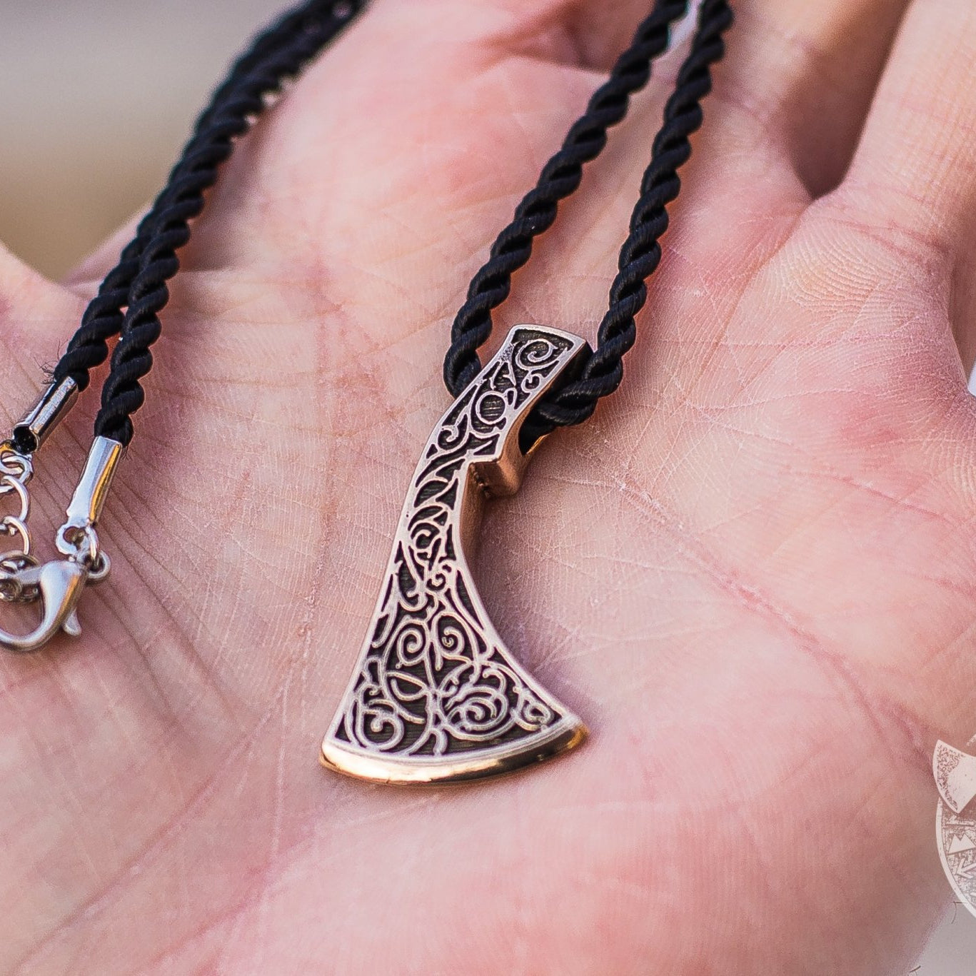 Perun's Axe with Ornament Reconstruction Bronze Pendant - VikingsBrand