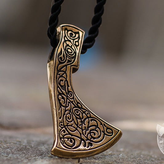 Perun's Axe with Ornament Reconstruction Bronze Pendant - VikingsBrand