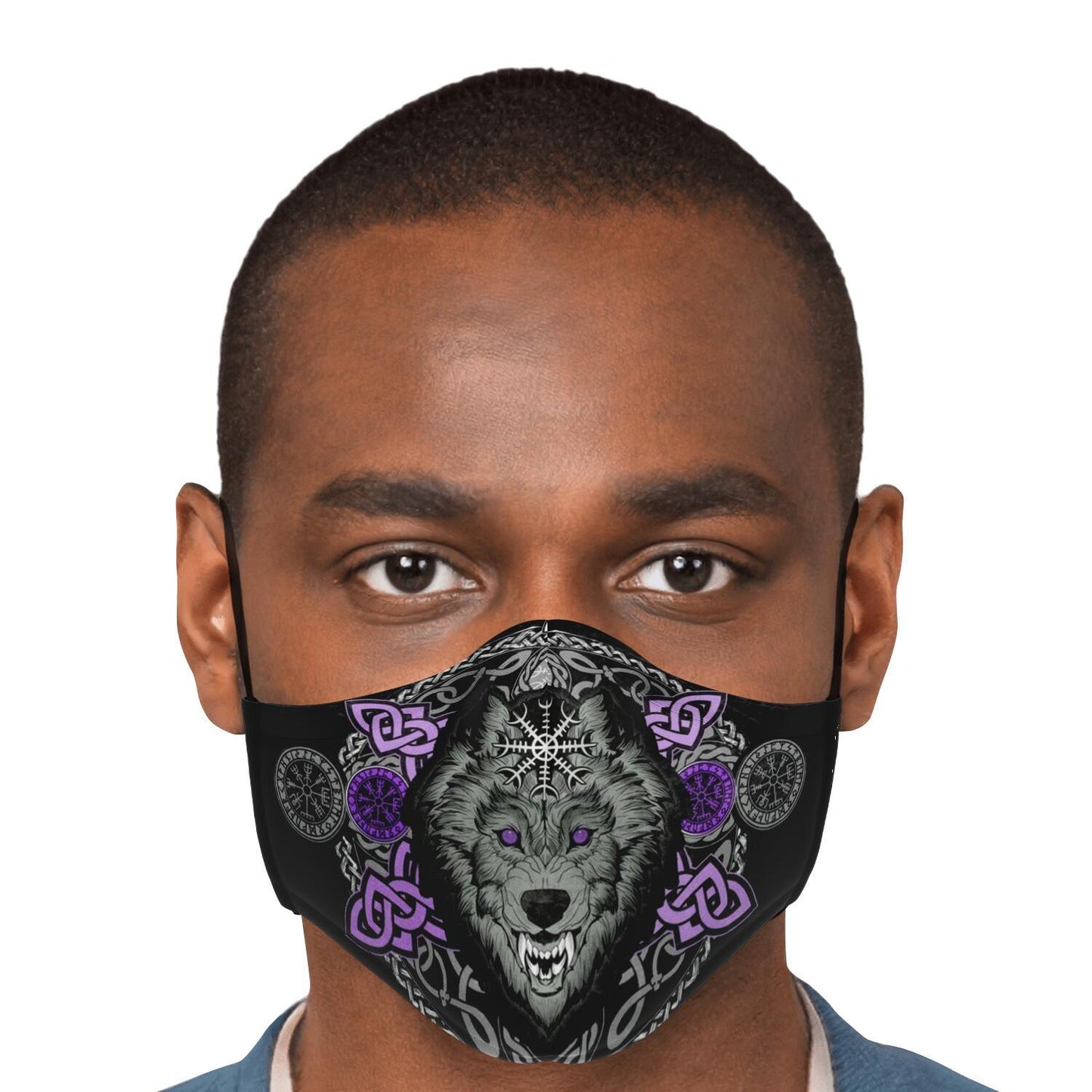 Purple Wolf Head Viking Face Mask Cover
