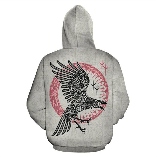 Ragnar's Raven All Over Hoodie - VikingsBrand