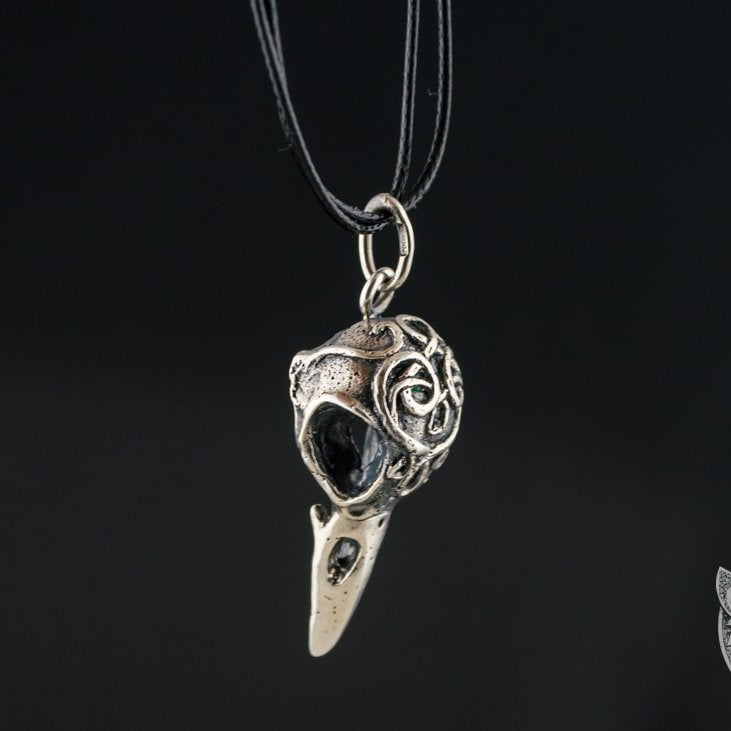 Raven Skull 925 Sterling Silver Pendant - VikingsBrand