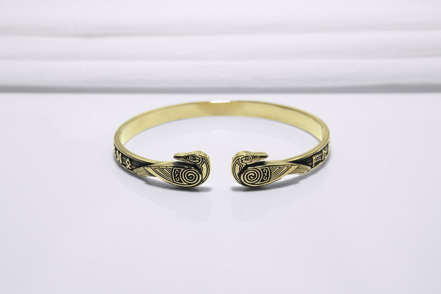 Ravens and Elder Futhark runes Arm Ring - Viking Bracelet