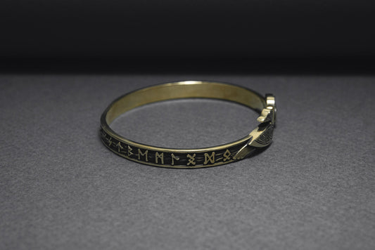 Viking arm ring with ravens and Elder Futhark runes – view 2