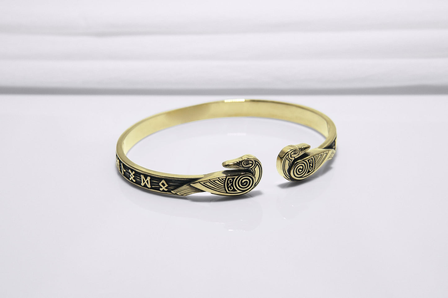 Ravens and Elder Futhark runes Arm Ring - Viking Bracelet