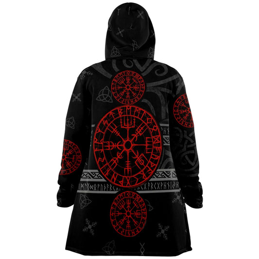 Red Vegvísir Premium Viking Cloak