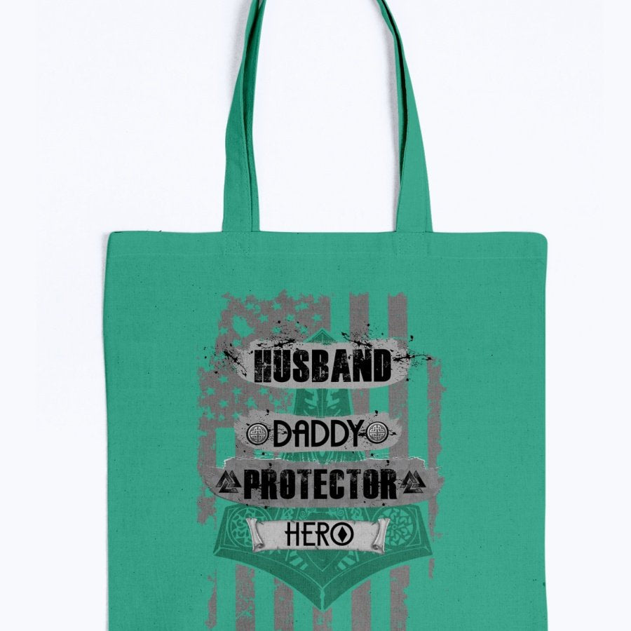 Husband - Daddy - Protector - Hero Tote - Green / Black USA