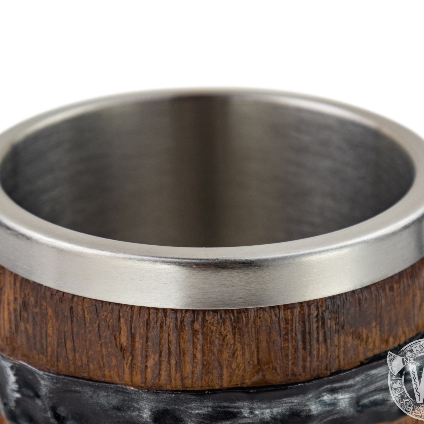 Rustic Wooden Barrel Resin Mug Large Handle Stainless Steel Insert - VikingsBrand