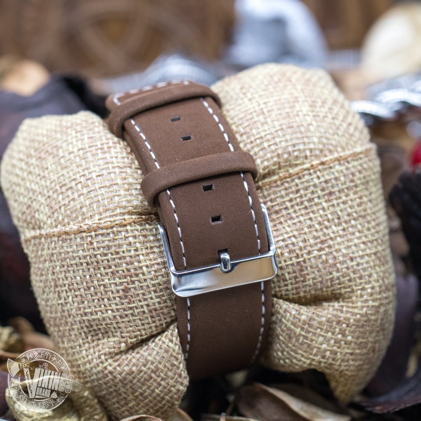 SALE! Inge Viking Wooden Runic Circle Watch with Helm of Awe Viking Symbol & Engraved Saying on the Back - VikingsBrand