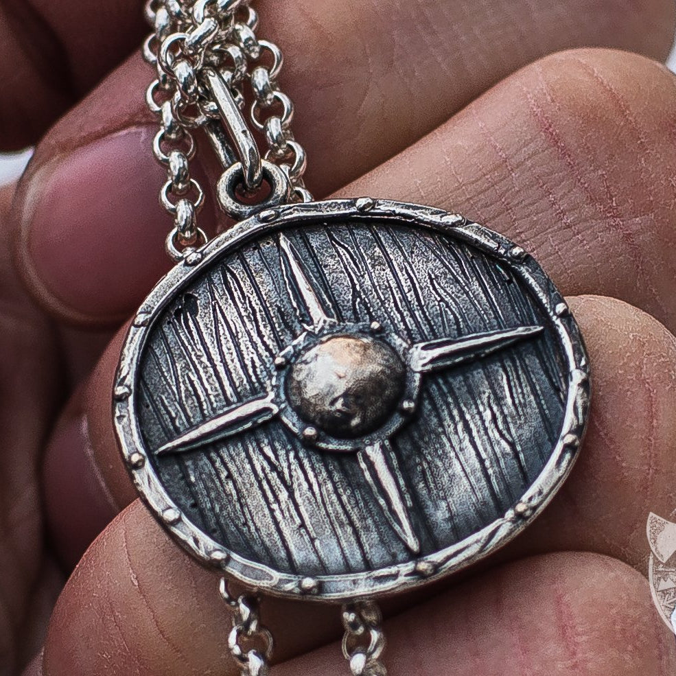Scandinavian Warriors Shield 925 Sterling Silver Pendant - VikingsBrand