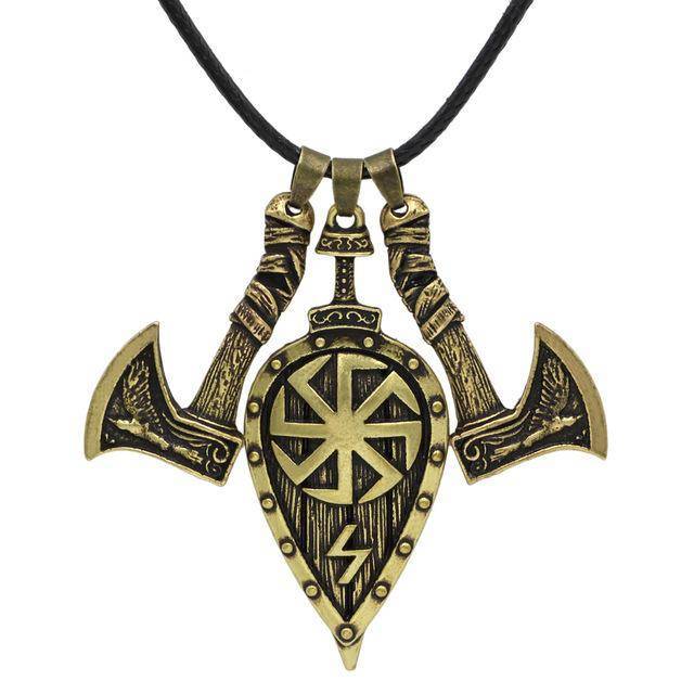 Slavic Kolovrat Necklace with Axes - VikingsBrand
