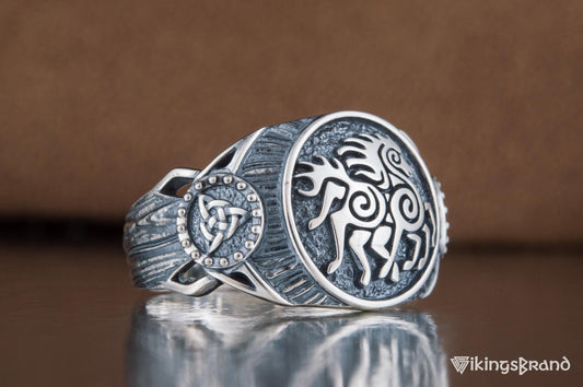 Sleipnir signet ring in 925 sterling silver – view 2
