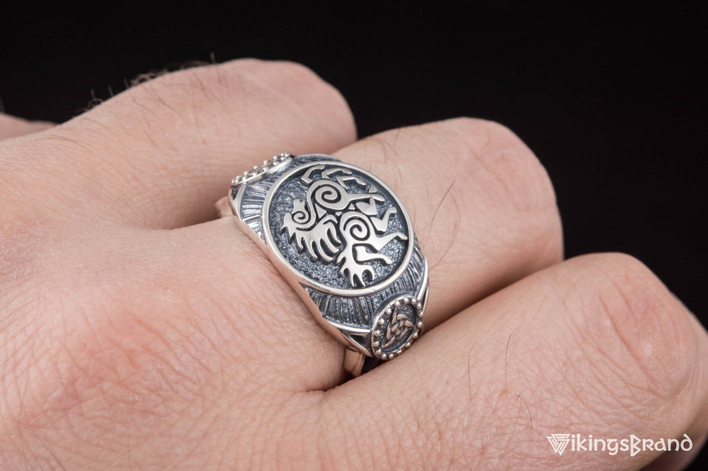 Sleipnir Viking Symbol Ring Sterling Silver Handmade Viking Jewelry