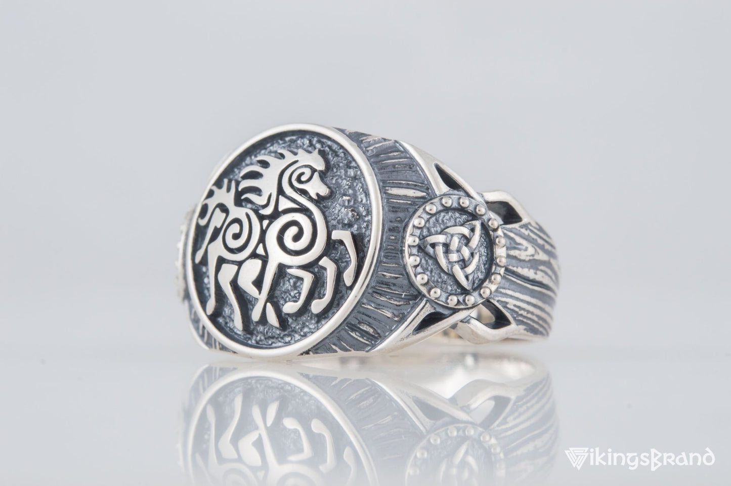 Sleipnir Viking Symbol Ring Sterling Silver Handmade Viking Jewelry