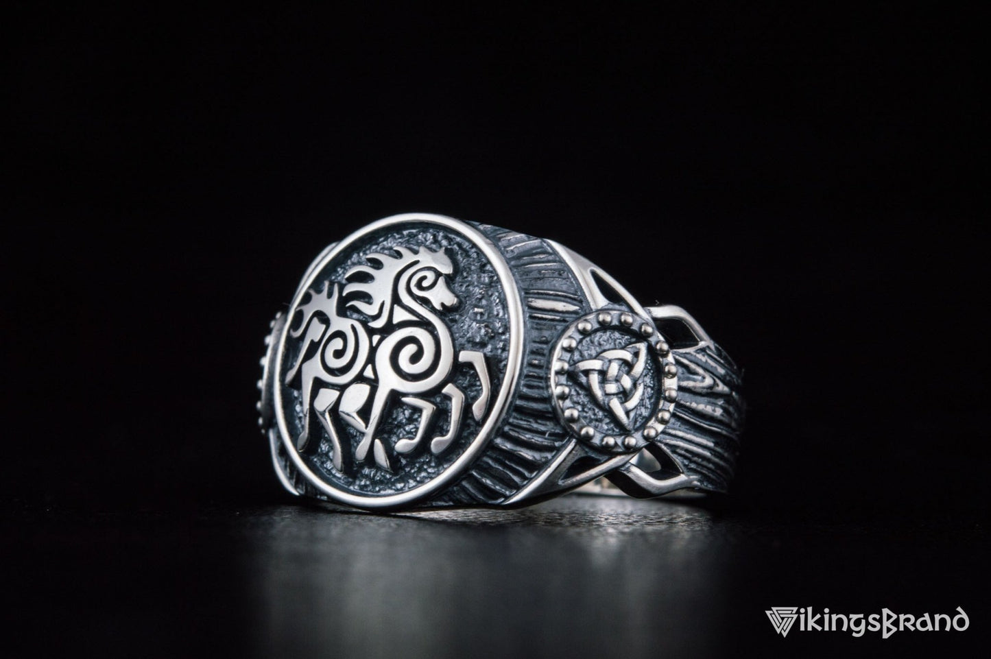 Sleipnir Viking Symbol Ring Sterling Silver Handmade Viking Jewelry