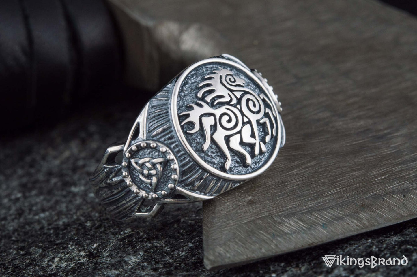Sleipnir Viking Symbol Ring Sterling Silver Handmade Viking Jewelry