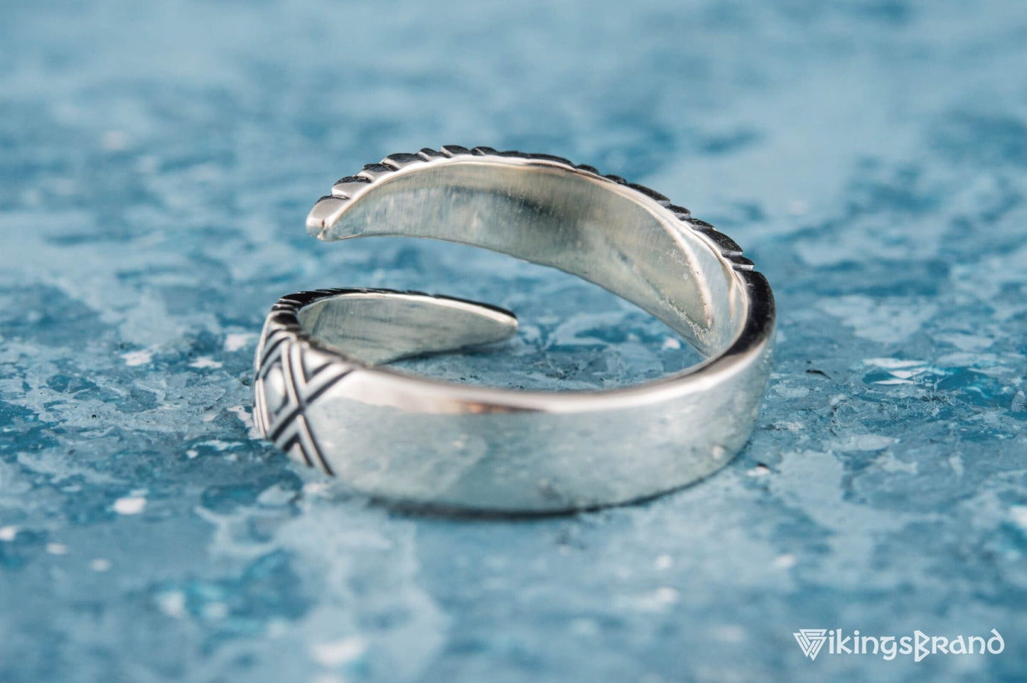 Snake Viking Style Ring with Geometry Ornament Sterling Silver Jewelry