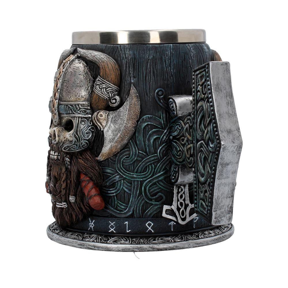 Stainless Steel Insert Viking Tankard Thor's Hammer Mjolnir Handle - VikingsBrand