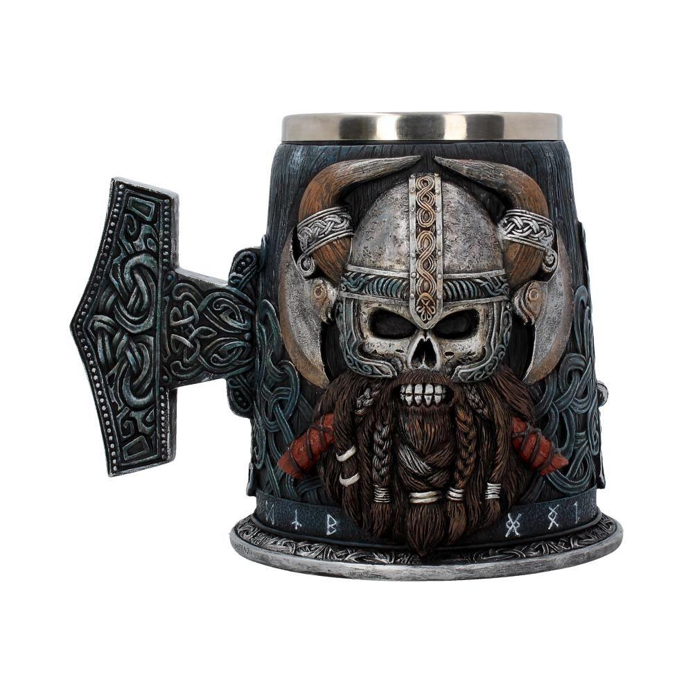 Stainless Steel Insert Viking Tankard Thor's Hammer Mjolnir Handle - VikingsBrand