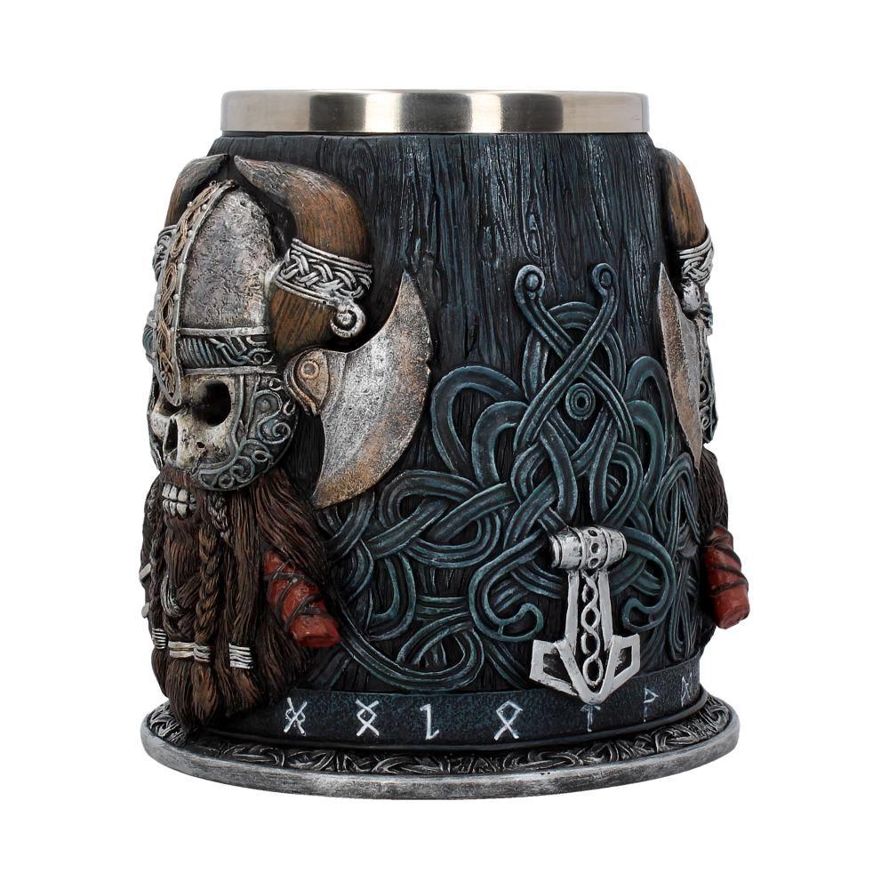 Stainless Steel Insert Viking Tankard Thor's Hammer Mjolnir Handle - VikingsBrand