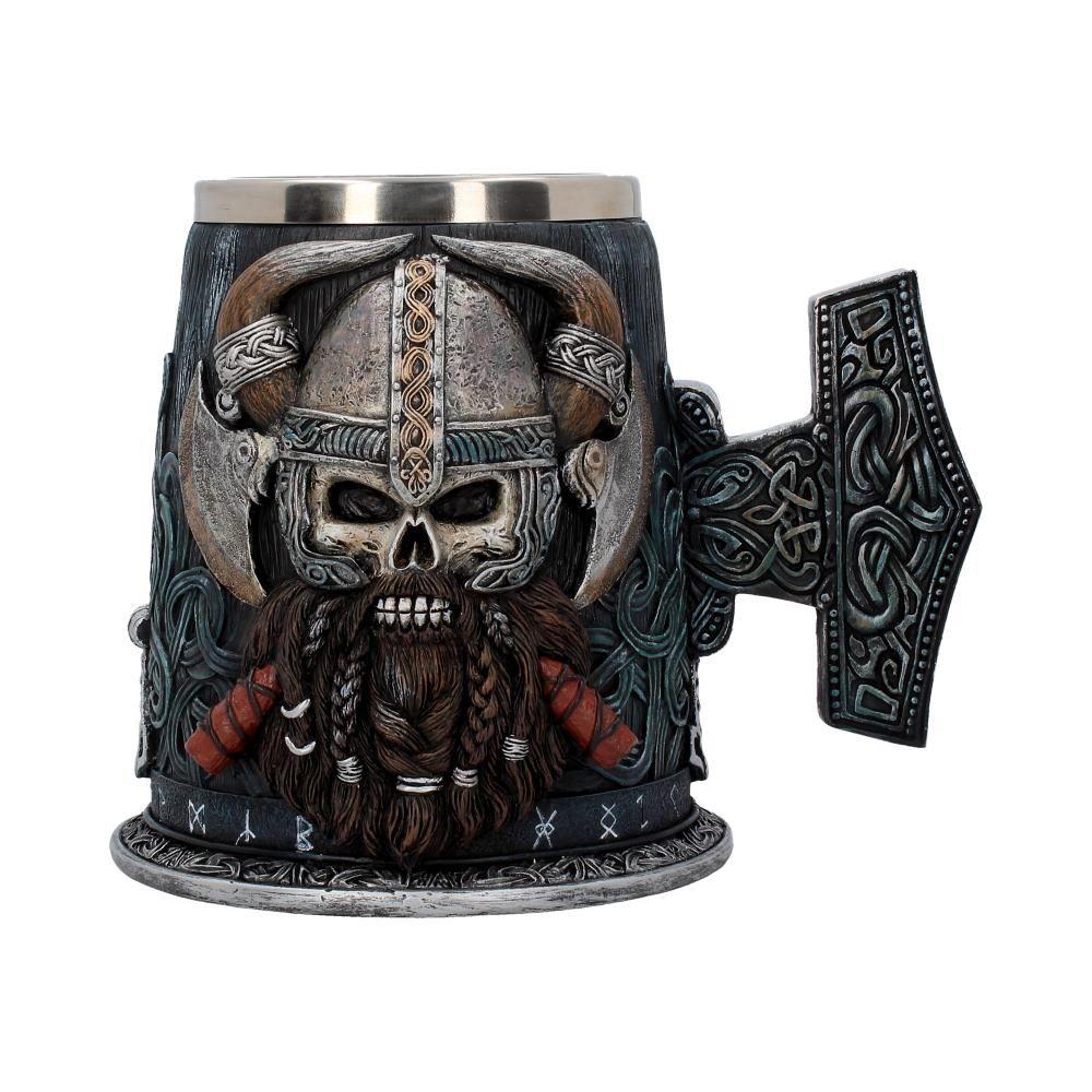 Stainless Steel Insert Viking Tankard Thor's Hammer Mjolnir Handle - VikingsBrand
