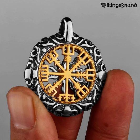 Stainless steel Vegvisir rune amulet necklace – view 2