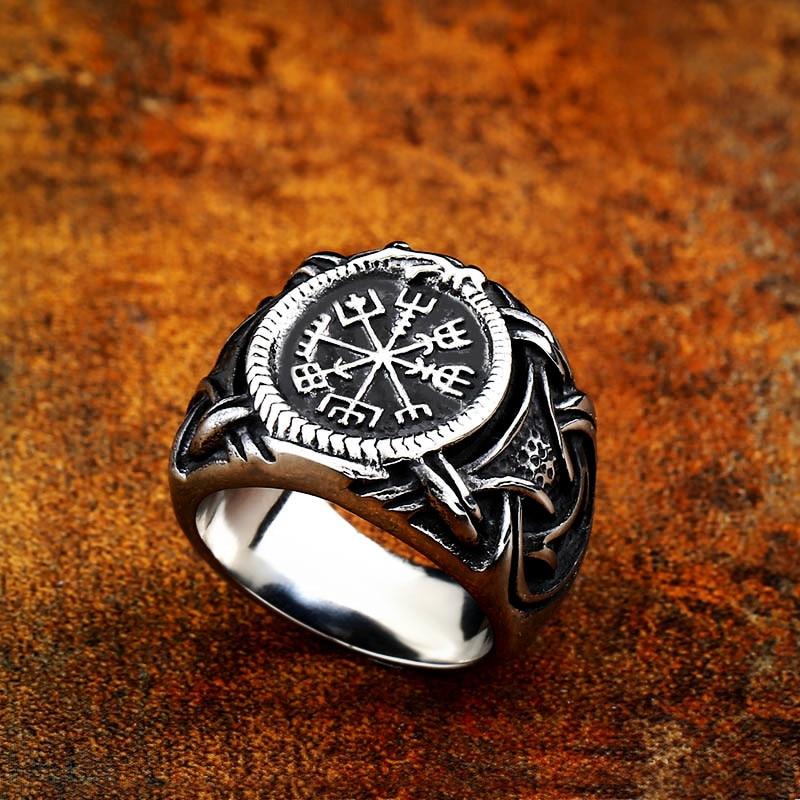 Stainless Steel Viking Vegvisir Ring - VikingsBrand
