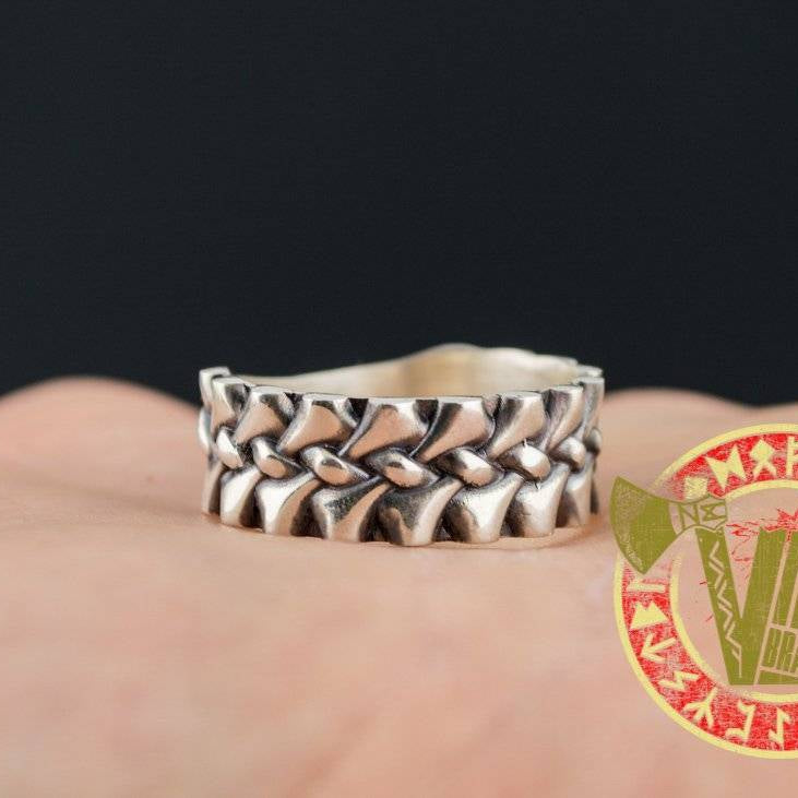 Sterling Silver Ring with Bone Ornament - VikingsBrand