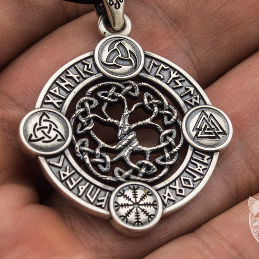 World tree pendant ringed with runes in 925 sterling silver – view 2