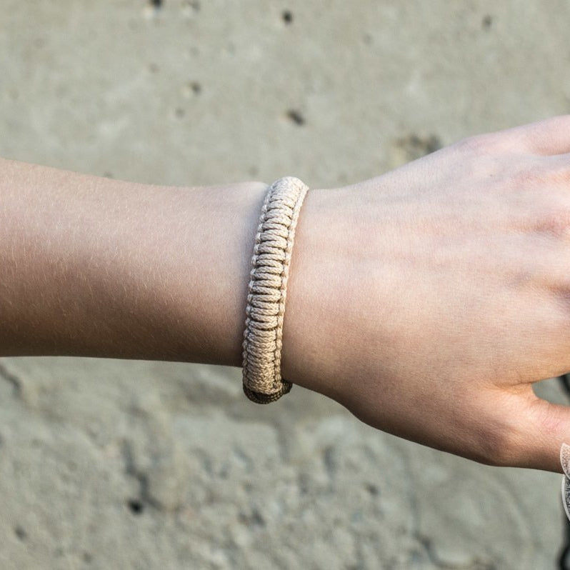 Thors Hammer Coyote with Olive Paracord 925 Sterling Silver Bracelet - VikingsBrand