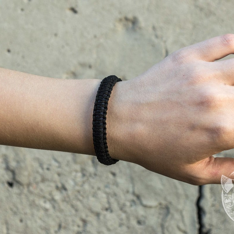 Thors Hammer Dark Blue with Black Paracord 925 Sterling Silver Bracelet - VikingsBrand