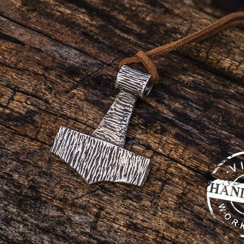 Thor's Hammer Mjolnir Pendant Viking Amulet Bronze Necklace Scandinavian Norse Jewelry (Stylization) - VikingsBrand