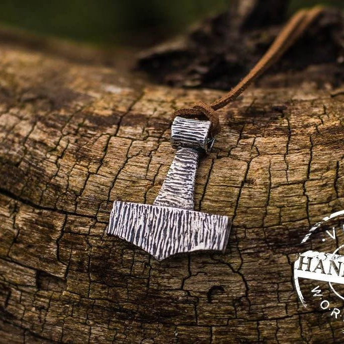 Thor's Hammer Mjolnir Pendant Viking Amulet Bronze Necklace Scandinavian Norse Jewelry (Stylization) - VikingsBrand