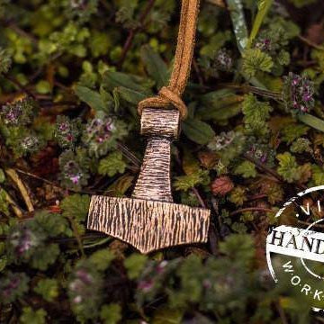 Thor's Hammer Mjolnir Pendant Viking Amulet Bronze Necklace Scandinavian Norse Jewelry (Stylization) - VikingsBrand