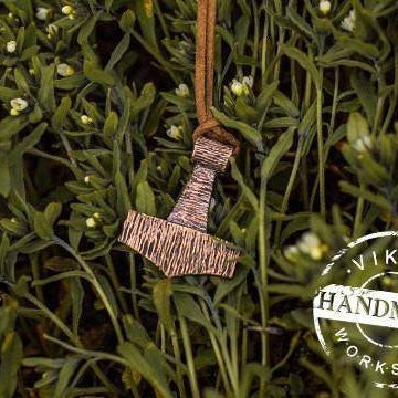 Thor's Hammer Mjolnir Pendant Viking Amulet Bronze Necklace Scandinavian Norse Jewelry (Stylization) - VikingsBrand