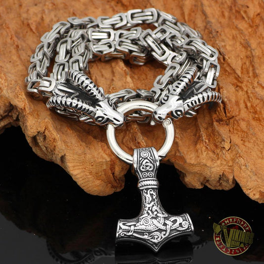 Thor's Hammer necklace with Tanngrisnir and Tanngnjóstr – view 2