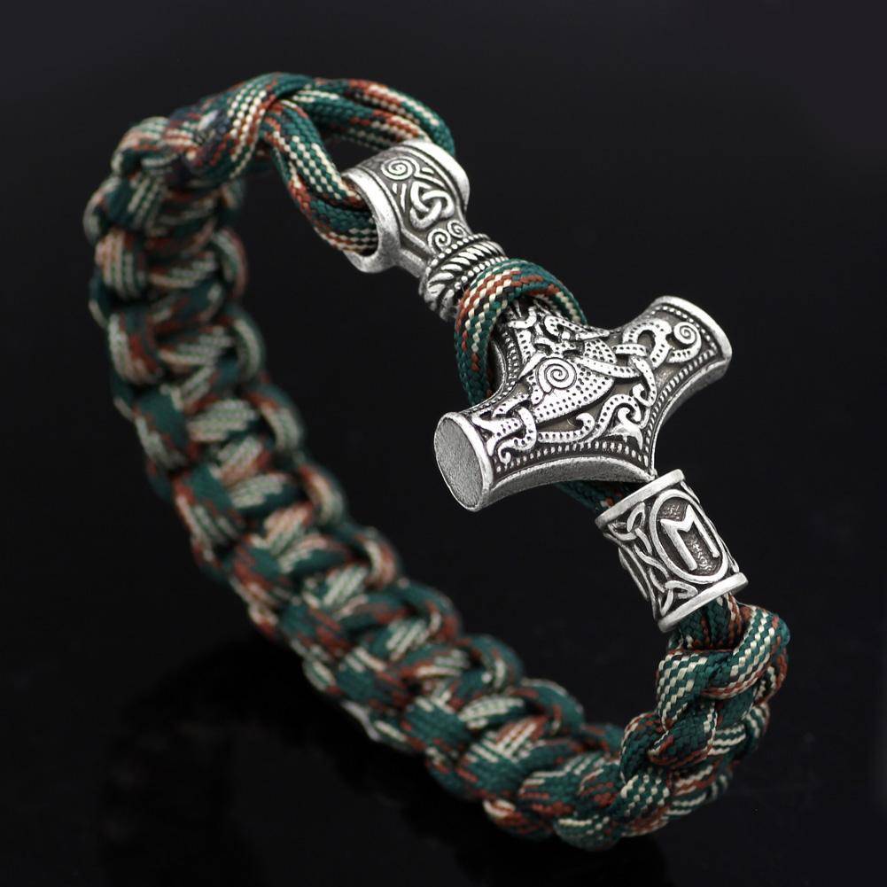 Thor's Hammer Paracord Bracelet With Rune - VikingsBrand