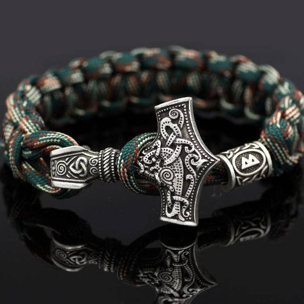 Thor's Hammer Paracord Bracelet With Rune - VikingsBrand