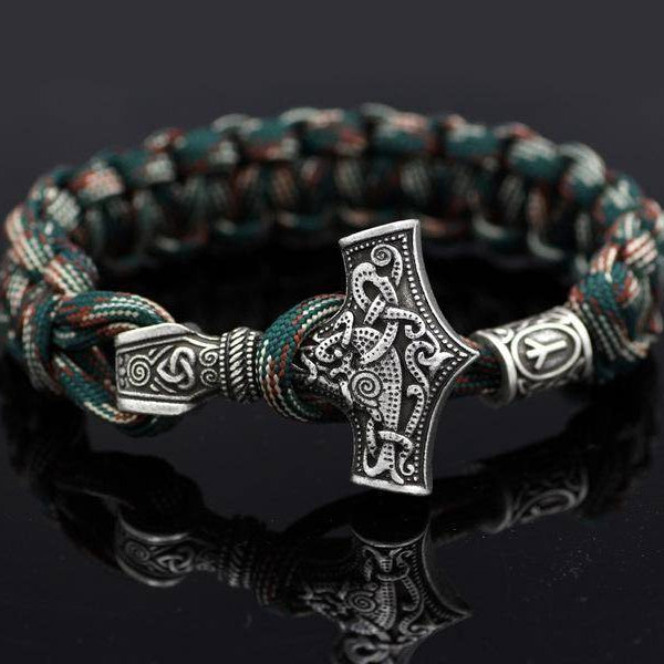 Thor's Hammer Paracord Bracelet With Rune - VikingsBrand