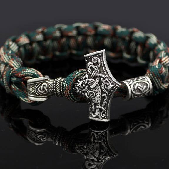 Thor's Hammer Paracord Bracelet With Rune - VikingsBrand
