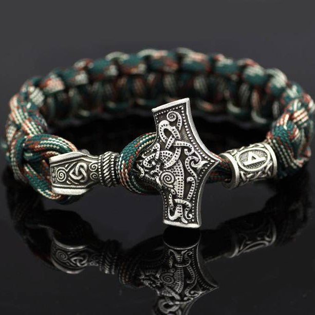 Thor's Hammer Paracord Bracelet With Rune - VikingsBrand