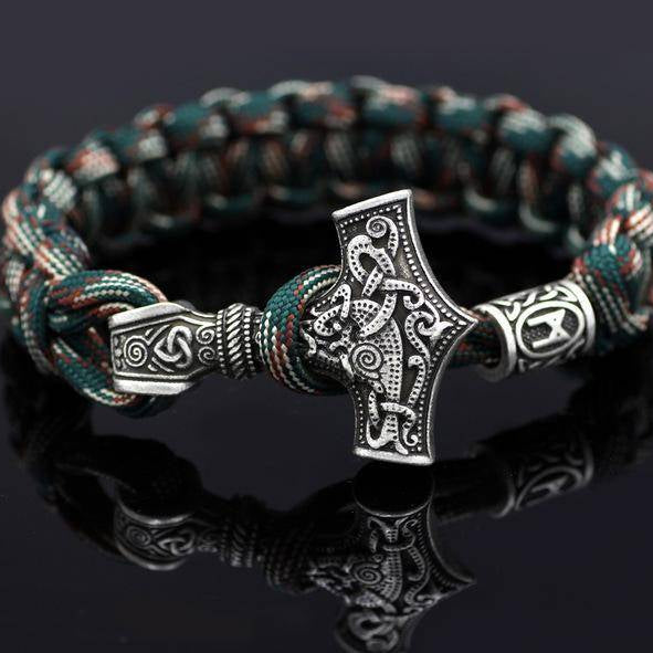 Thor's Hammer Paracord Bracelet With Rune - VikingsBrand