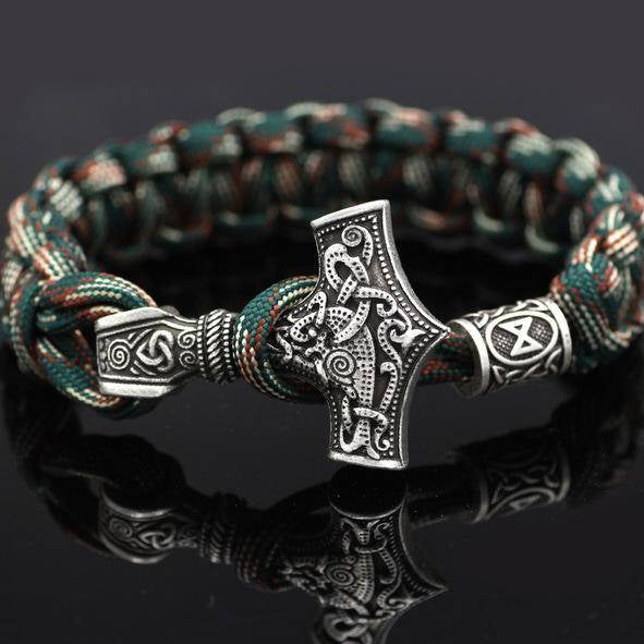 Thor's Hammer Paracord Bracelet With Rune - VikingsBrand