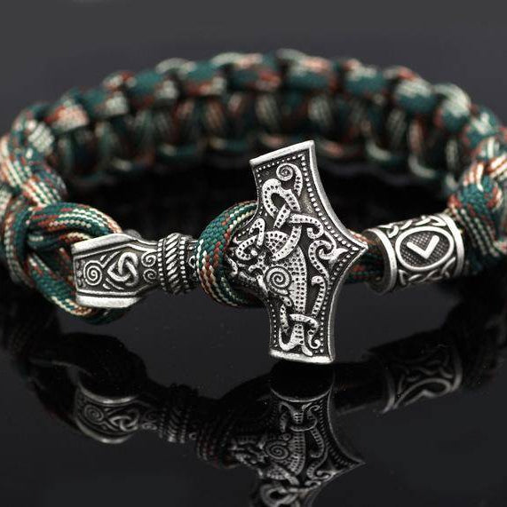 Thor's Hammer Paracord Bracelet With Rune - VikingsBrand