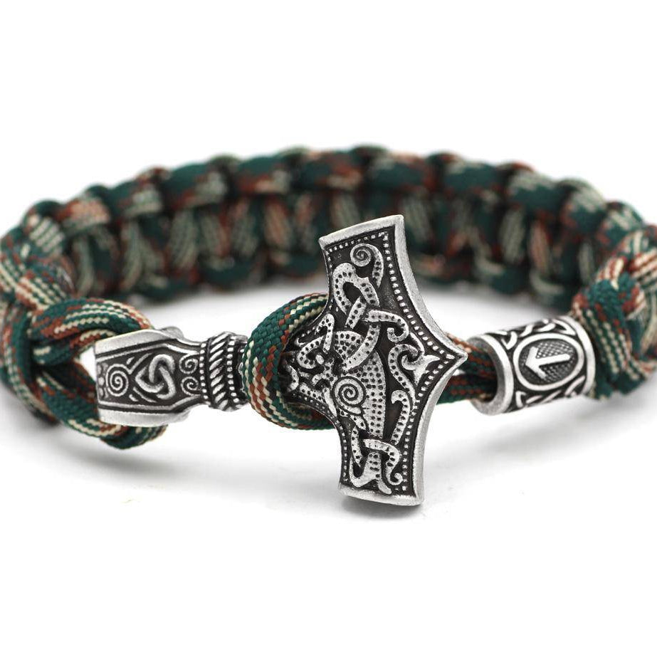 Thor's Hammer Paracord Bracelet With Rune - VikingsBrand
