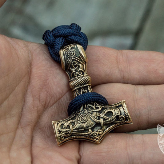 Viking paracord bracelet with bronze Thor's Hammer, purple – view 2