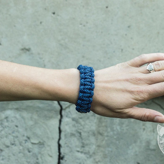 Viking paracord bracelet with 925 silver Thor's Hammer, blue – view 2