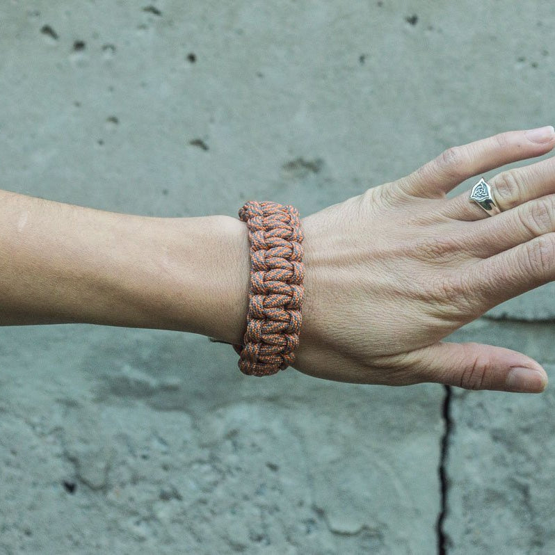 Thors Hammer with Grey Paracord 925 Sterling Silver Bracelet - VikingsBrand