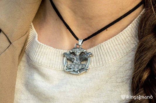 Thor's hammer pendant with two ravens, 925 sterling silver – view 2